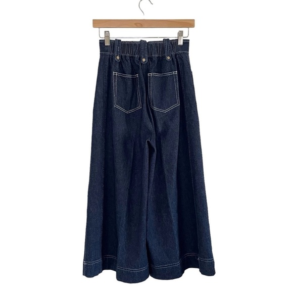 Tanya Taylor Jemma Pant High Waist Wide Leg Flare Denim Cropped Jean Indigo 2 - Picture 5 of 16